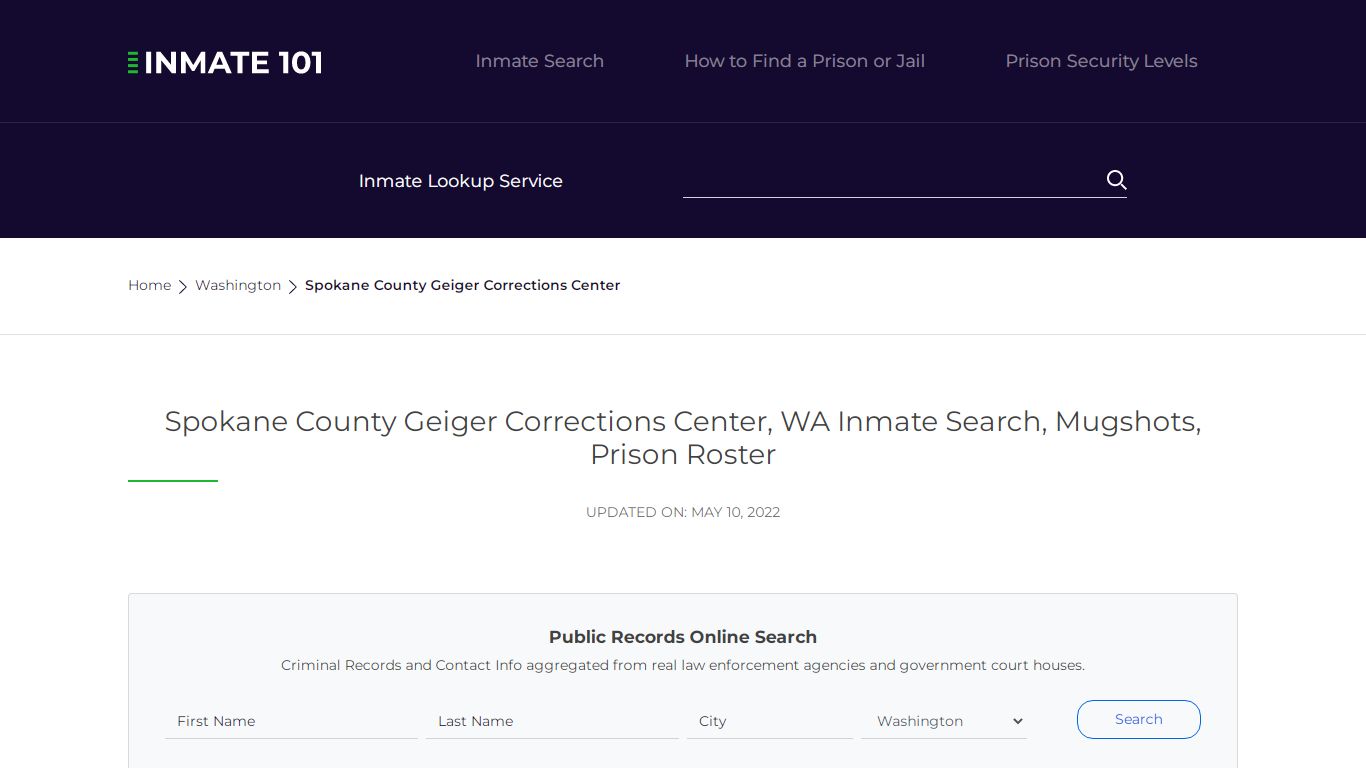 Spokane County Geiger Corrections Center, WA Inmate Search ...